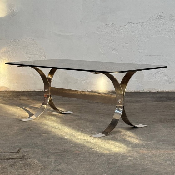Image 1 of Retro salontafel van staal en glas, jaren 60