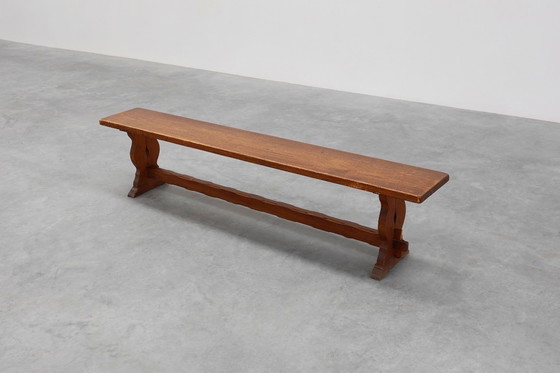 Image 1 of Rustic Oak Bench with Nice Patina, France ca. 1900