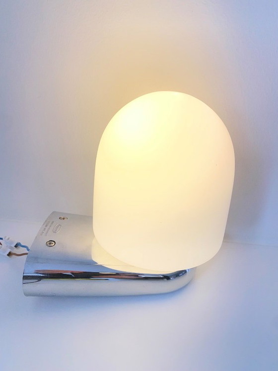 Image 1 of Vintage Dietsche Wandlamp - Muurlamp - jaren '80 - chroom & opaalglas
