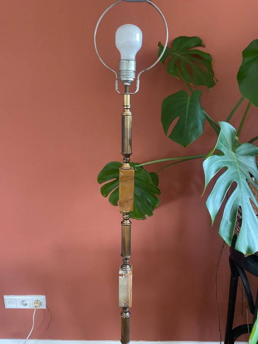 Vintage vloerlamp marmer, Onyx en messing 