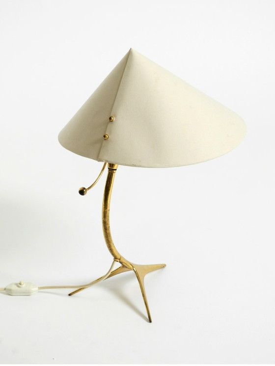Image 1 of Beautiful large mid-century modern brass crow's foot table lamp by Kalmar Austria