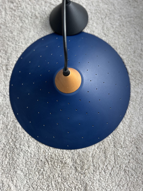 Image 1 of Magnifique suspension Herda vintage – Design milieu du siècle (Bleu/Bois)
