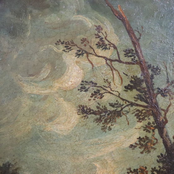 Image 1 of River landscape, oil painting on canvas, Italy 19th century