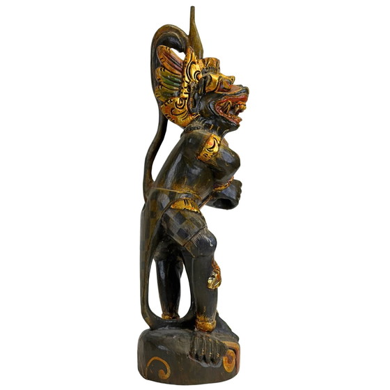Antieke Balinese Kerishouder – Polychroom & Verguld Hout – 19e Eeuw – 61,5 cm – Kandelaars en kaarsen, Wood (photo 3 of 11)