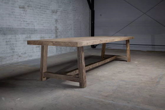 Image 1 of Founder Farmhouse Table in Antique Solid Oak - 300 x 100 cm
