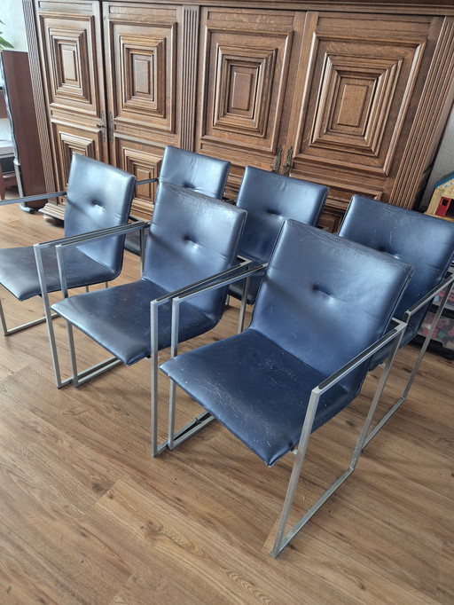 6 Arco Design Leather Chairs