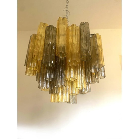 Image 1 of Lustre en verre de Murano « Tronchi » d'Amber and Fume de style Venini