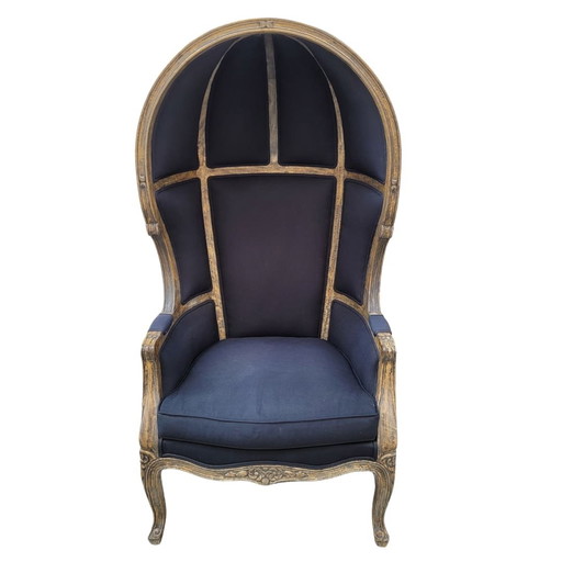 Silla de carruaje o de capota, estilo Luis XV, madera lavada, tapizado de hilo, s. XXI – Francia