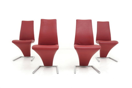 Rolf Benz 7800 Pelle rossa 4 sedie Sedie a sbalzo