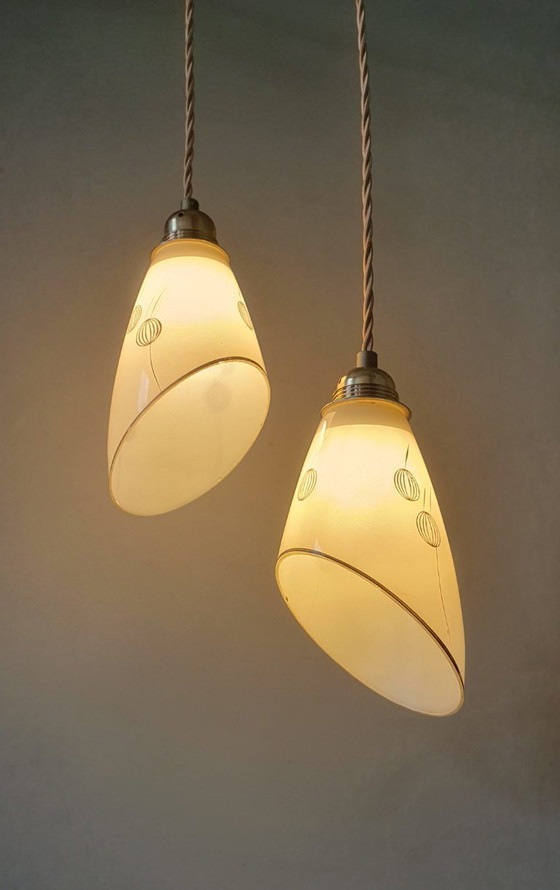 Set Vintage Hanglampen Met Decoratie. Beige / Zacht Geel – Metal (photo 6 of 27)