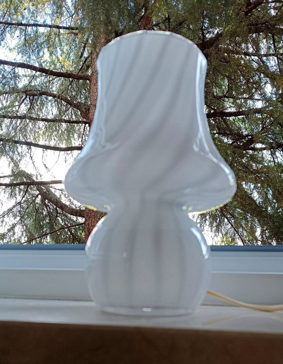 Image 1 of MURANO Vintage "Fungo" Bedside Lamp in Swirl Layered Glass - Mid-Century - Handmade - Made in Italy - Perfect