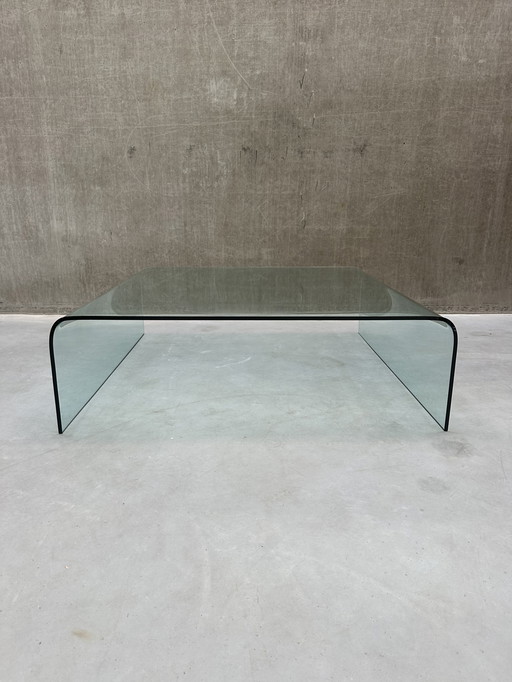 Table basse XXL vintage en verre « cascade » 120 x 120