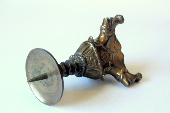 Solid Bronze Candle holder for wider candles, Brown, Vintage (photo 6 of 10)