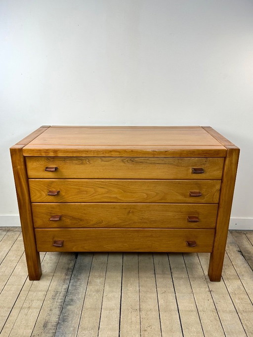 Chest of drawers in solid elm, Maison REGAIN, 1970