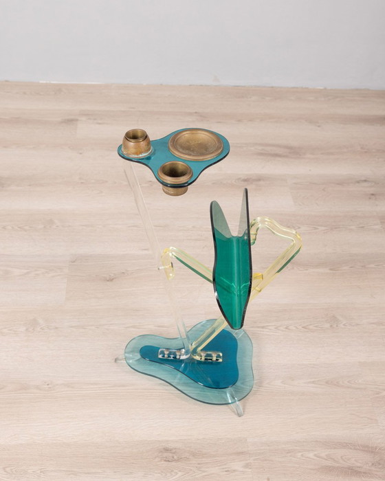 Image 1 of Floor Magazine Rack with Ashtray Vintage 80s Design Ambrosio Milano