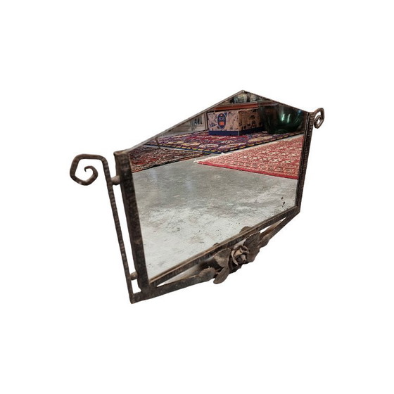 Image 1 of Frans Art Deco metalen spiegel, jaren 30