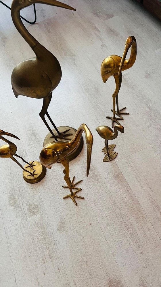 Image 1 of 5x Vintage Family Of Brass Birds