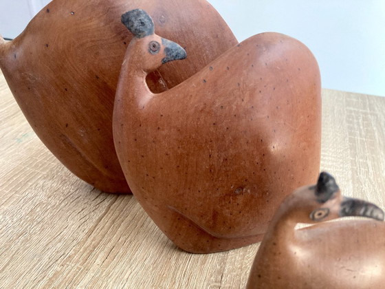Image 1 of Set of 3 minimalist solid wood bird figurines from Africa