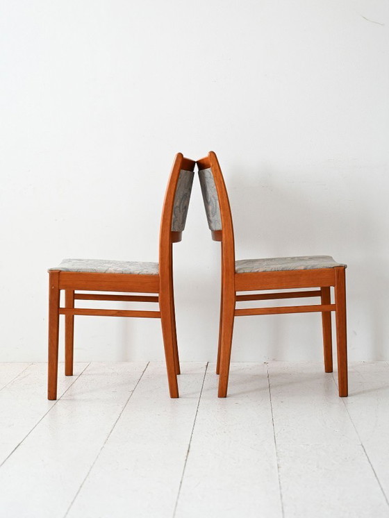 Image 1 of Juego de 4 sillas escandinavas de teca de los años 60 con tapicería original