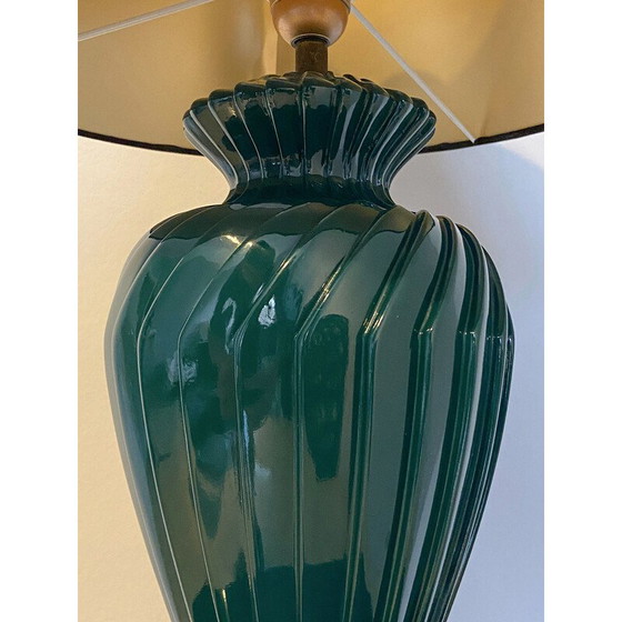 Image 1 of Vintage green lacquered porcelain table lamp, Italy 1970s