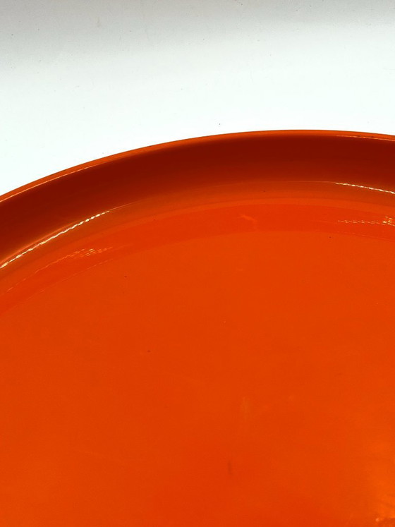 Large Orange Space Age Round Tray, Bowls, Plastic, Modern (photo 4 of 9)