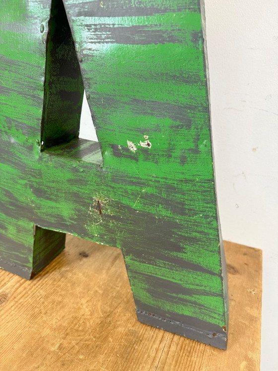 Image 1 of Großer, antiker grüner Eisenfassadenbuchstabe A, 1970er Jahre