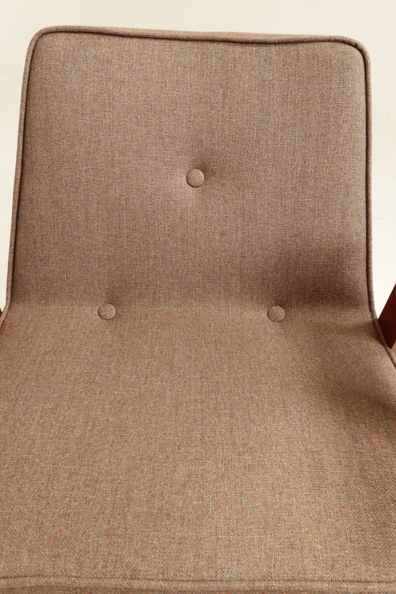 Image 1 of Paire de fauteuils lounge vintage, revêtement taupe chiné confetti, fauteuils rénovés