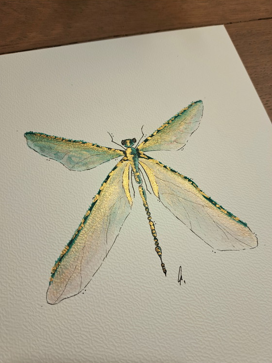 Image 1 of Aquarelle Libellule | Avec cadre