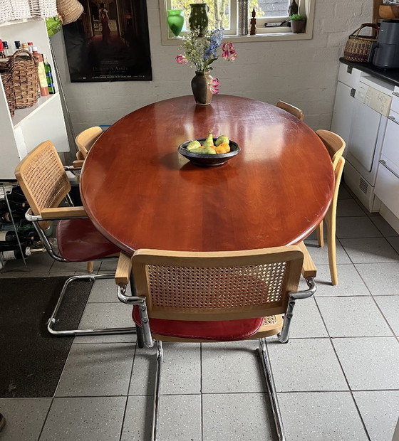 Image 1 of Beautiful wooden design table Maroeska Metz steel frame with curl 240/1.20