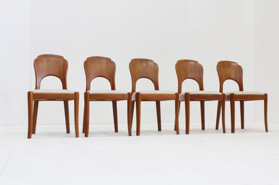 Image 1 of Set di 5 sedie da pranzo vintage in teak massello, anni '60