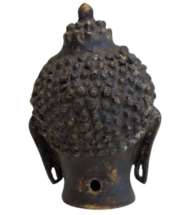 Testa di Buddha antica in bronzo dorato – Himalaya, 096 – Sculture, Bronze (photo 5 of 9)