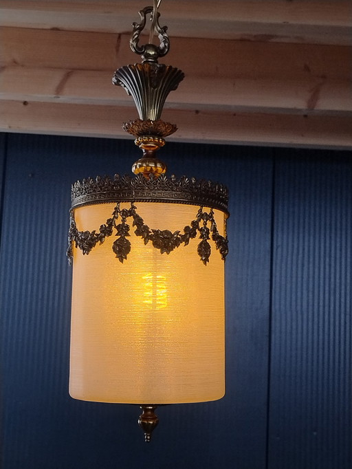 Lanterne Louis XVI, française, en laiton doré et verre