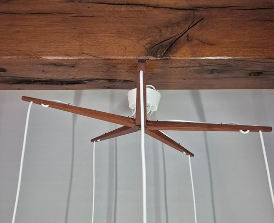 Image 1 of Lampada a sospensione vintage - Fog & Morup | teak e vetro opalino - anni '50