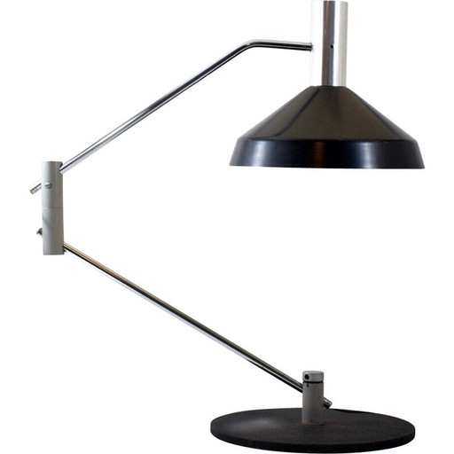 Vintage black lacquered metal lamp model 50 S by Rico Baltensweiler, Switzerland 1961