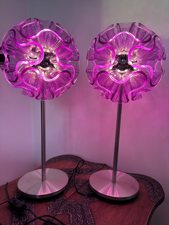 Image 1 of 2x QisDesign table lamps CORAL purple