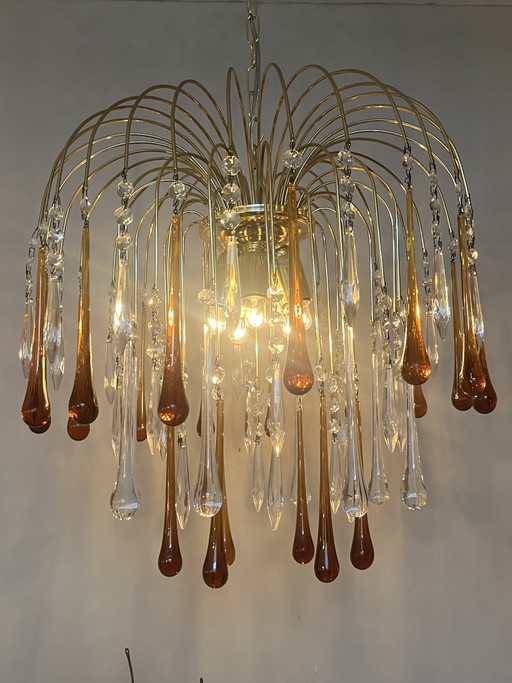Set di 2 lampadari a goccia vintage XL marroni