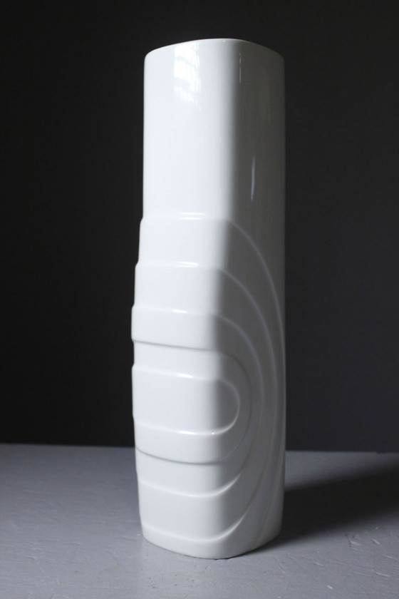 Large vintage porcelain vase Space Age Op Art design Germany 1970s (photo 4 of 7)