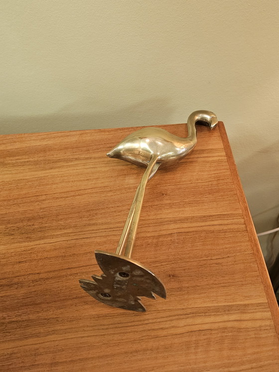 Image 1 of Vintage Brass Flamingo Bird 1970s Yellow Brass