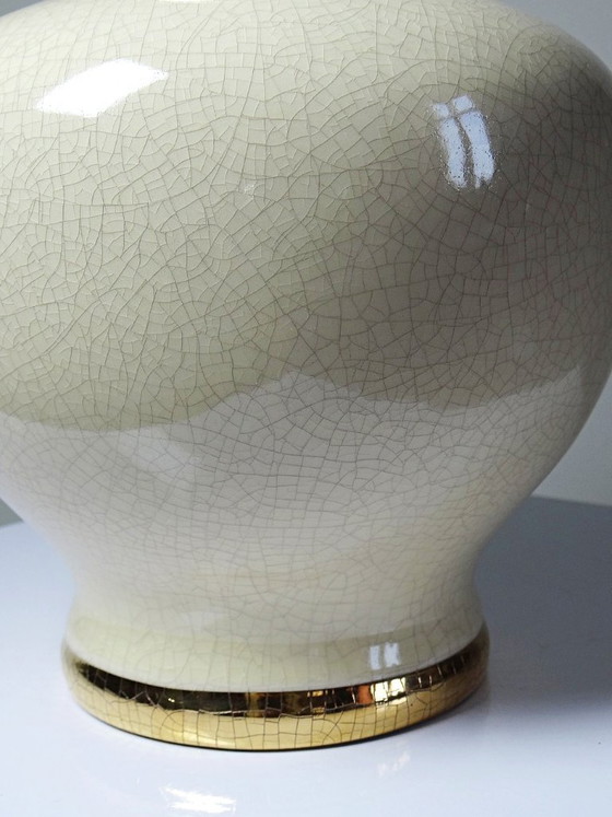 Image 1 of Vintage Panama "Dynasty" crackle-glazed earthenware lamp, Le Dauphin, 1980s-90s