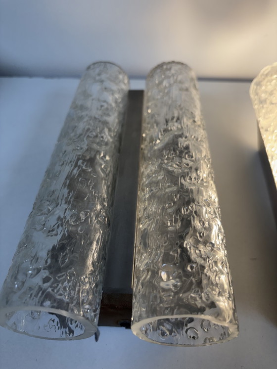 Image 1 of Juego de dos lámparas de pared con cristal de metal cromado, Doria Leuchten. Holanda, jaren 70