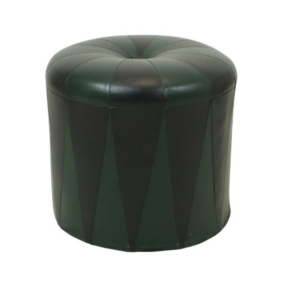 Image 1 of Vintage Green Black Pouf