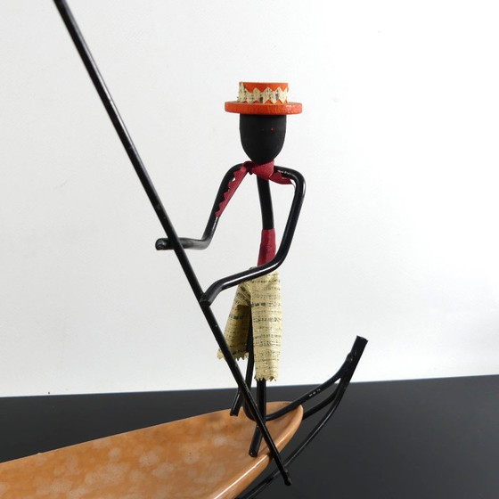Image 1 of Vintage art deco metalen gondelierfiguur, Italië, jaren 1950