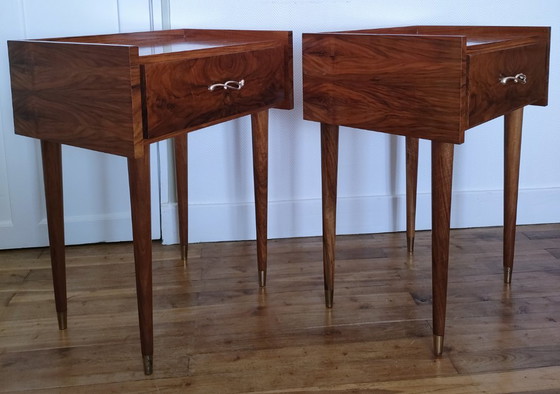 Image 1 of paire de chevets bois placage remarquable années 60