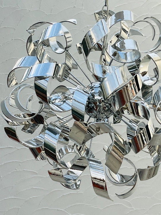 Image 1 of Sculptural chrome designer pendant light