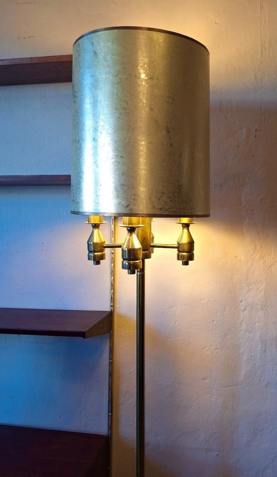 Image 1 of Brutalistische Stehlampe aus Messing mit vier Leuchten aus der Mitte des 20. Jahrhunderts, 1960er Jahre