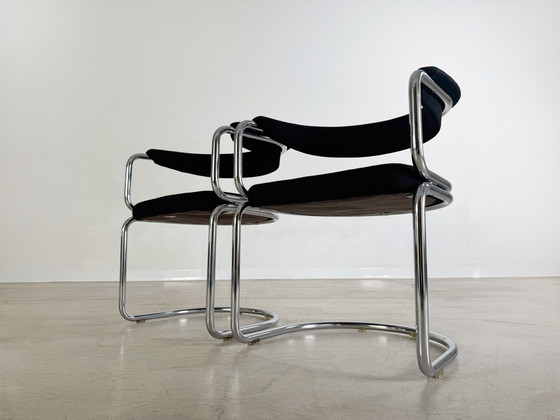 Image 1 of Set van 2 Bauhaus sledestoelen chroom midcentury vintage
