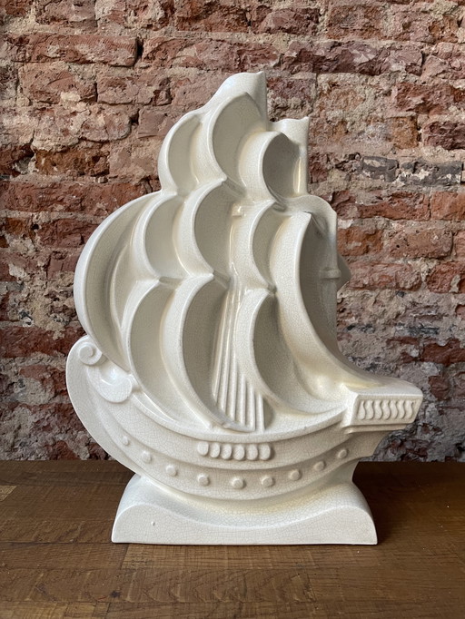 Art deco ceramic French sculpture Lejan for Orchies 