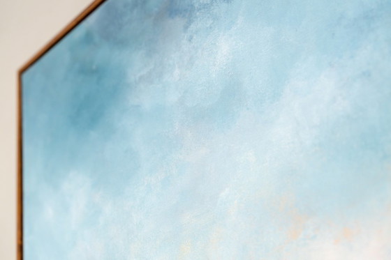 Large Original Framed Blue Abstract Landscape Painting, Textured Acrylic Canvas - The Crossing (photo 16 of 25)
