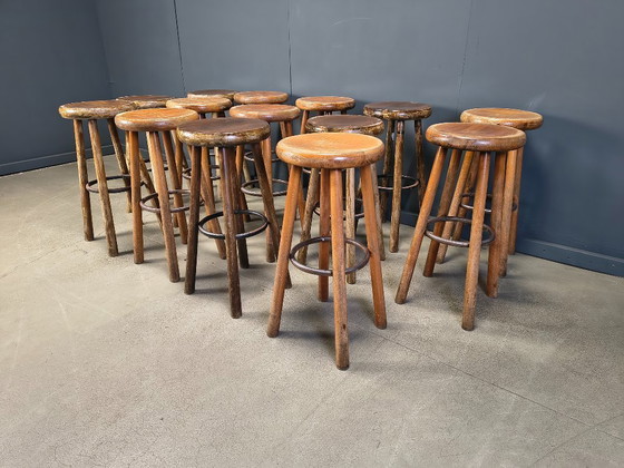 Image 1 of Sgabelli da bar brutalisti vintage, set di 14 - anni '60