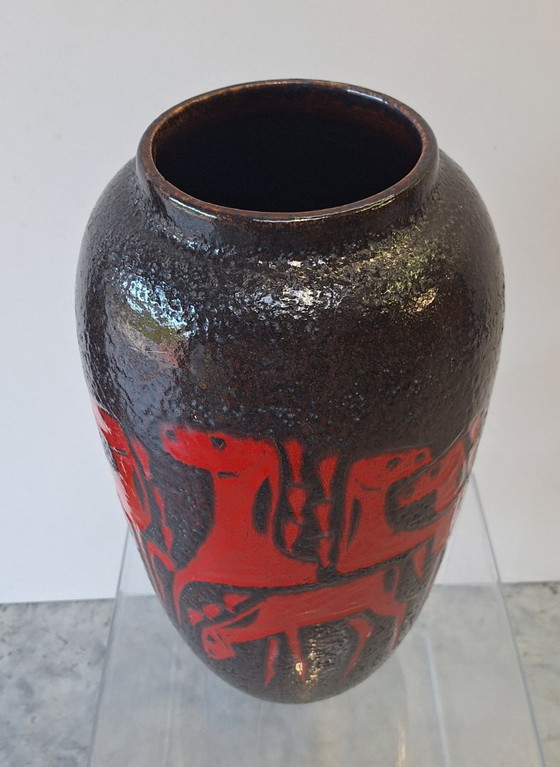 Image 1 of XL Scheurich keramik vase with horses.